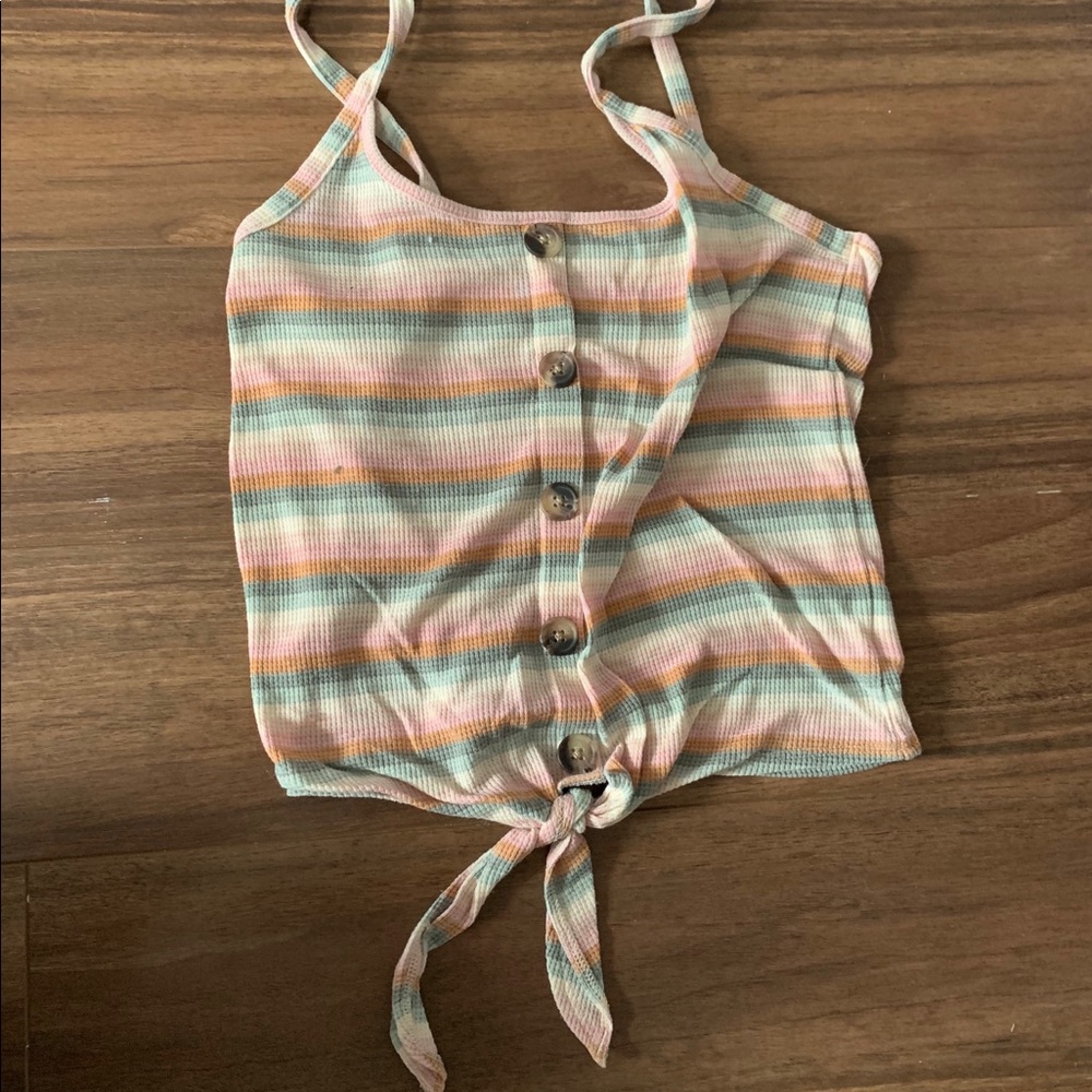 Striped Cropped Tank Top with Tie